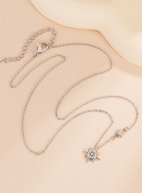 太阳花吊坠项链女简约小众轻奢设计感雪花精致甜酷锁骨链新款包邮