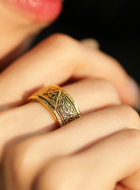 唐草纹上帝之眼戒指小众设计感