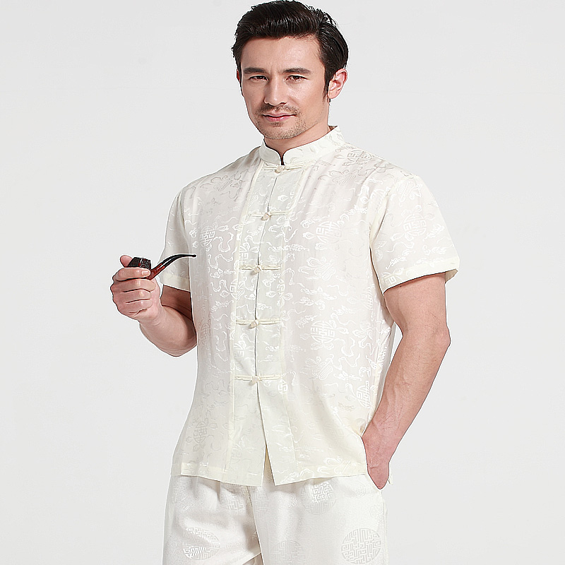 三变钱塘重磅桑蚕丝中式中年衬衫 若比邻服饰民族服装