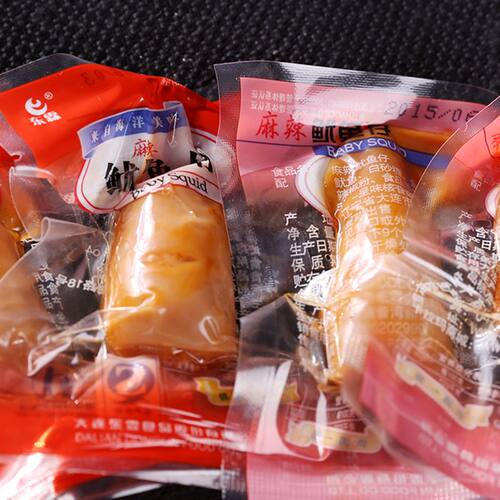 大连东霖食品特产碳烤鱿鱼仔小带籽500g即食新鲜香辣味零食小包装 - 图0