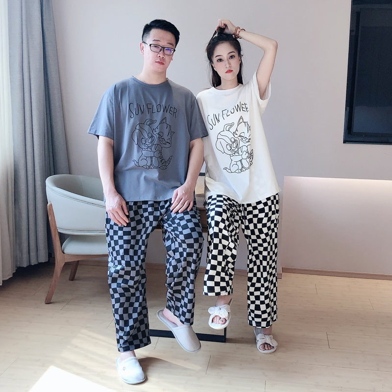 春夏2023年新款情侣休闲格子睡衣 贝慕雪睡衣/家居服套装