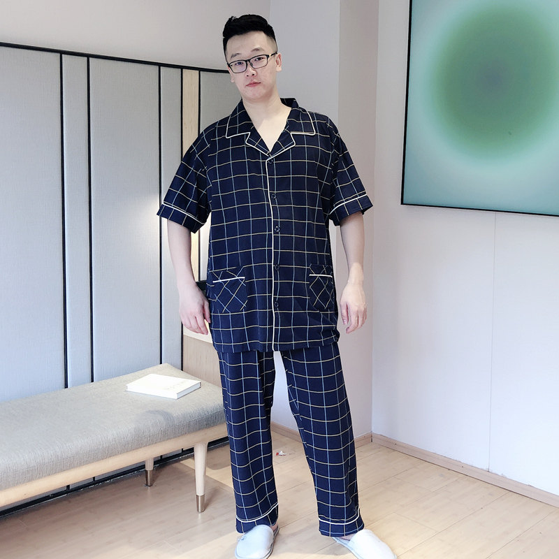 男短袖长裤全棉大码特大300斤睡衣 贝慕雪睡衣/家居服套装