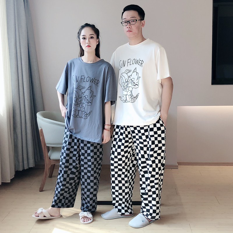春夏2023年新款情侣休闲格子睡衣 贝慕雪睡衣/家居服套装