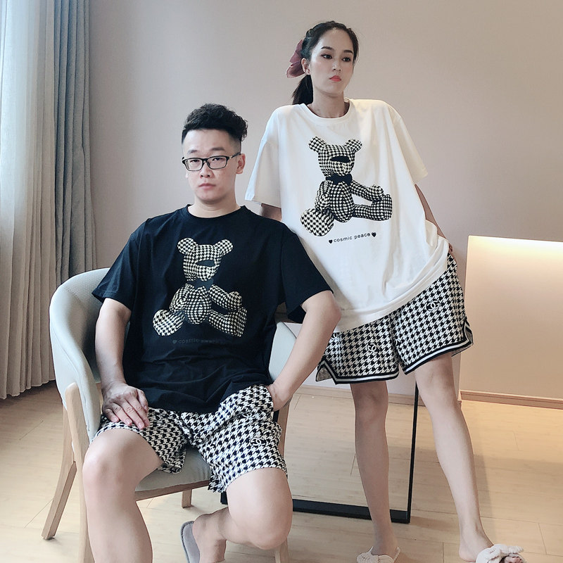 情侣夏季纯棉短袖休闲可外穿睡衣 贝慕雪睡衣/家居服套装