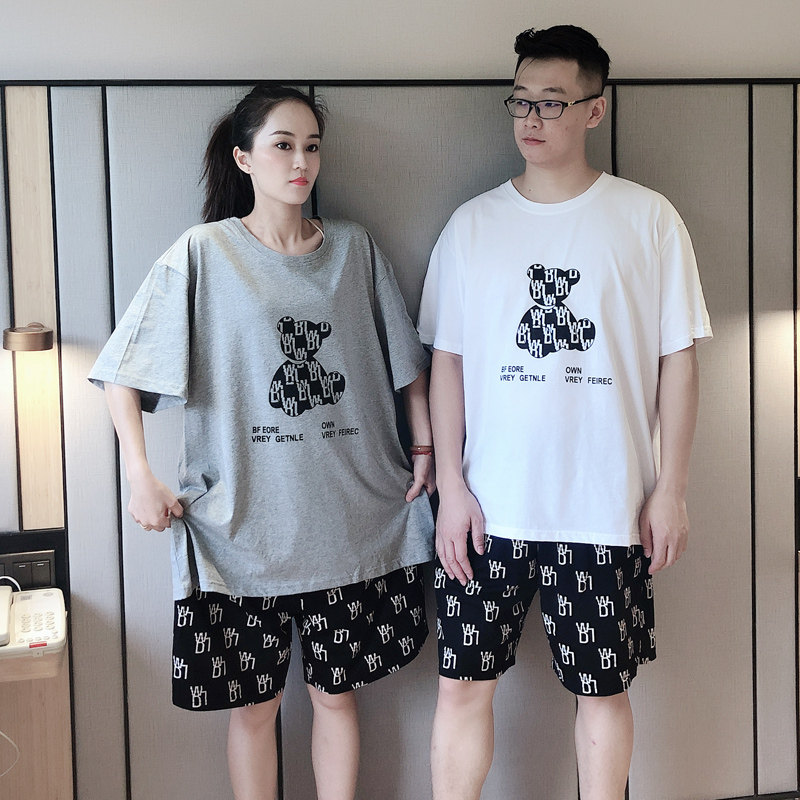 网红爆款ins潮情侣夏天纯棉睡衣 贝慕雪睡衣/家居服套装