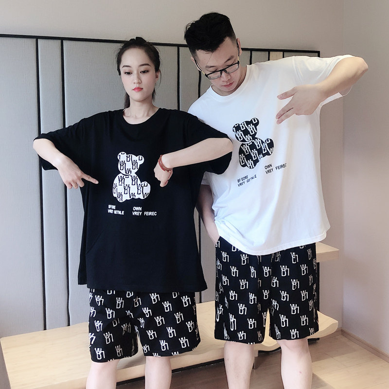 网红爆款ins潮情侣夏天纯棉睡衣 贝慕雪睡衣/家居服套装