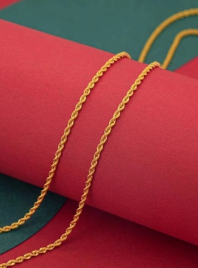 沙金999莲花项链古法饰品好事连连两世欢荷花复古彩金色毛衣链