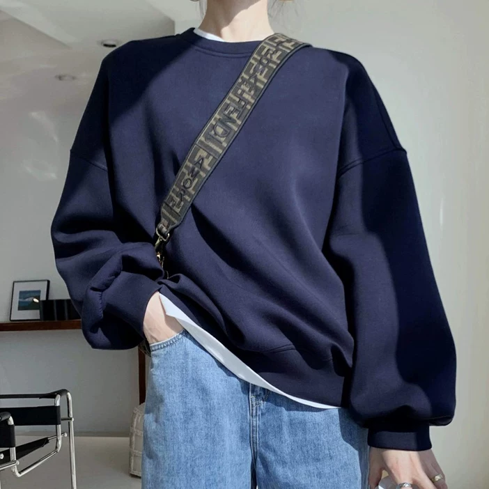 Autumn base flashlight, space long-sleeve, sweatshirt with a round collar, oversize