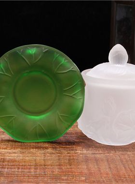 琉璃家用莲花杯供佛杯小号摆件带盖中式禅意雕刻观音水杯专用