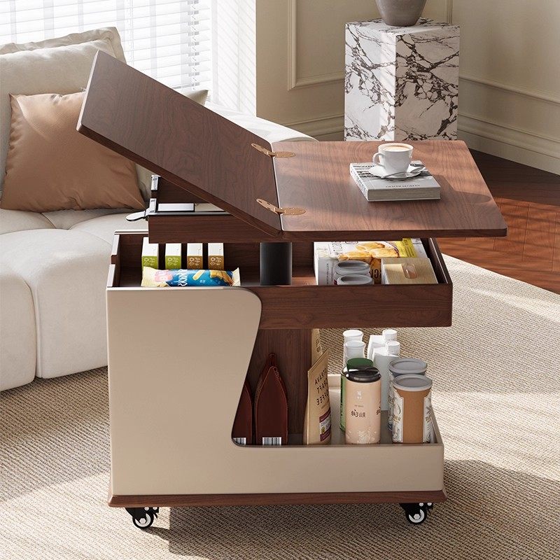 客厅家用沙发边几柜可升降折叠移动推车小户型阳台茶几桌2025新款,淘宝优惠券,粉丝福利购,淘宝优惠卷