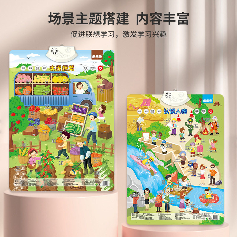 乐乐鱼早教益智场景有声挂图点读玩具拼音数字学习幼儿讲话