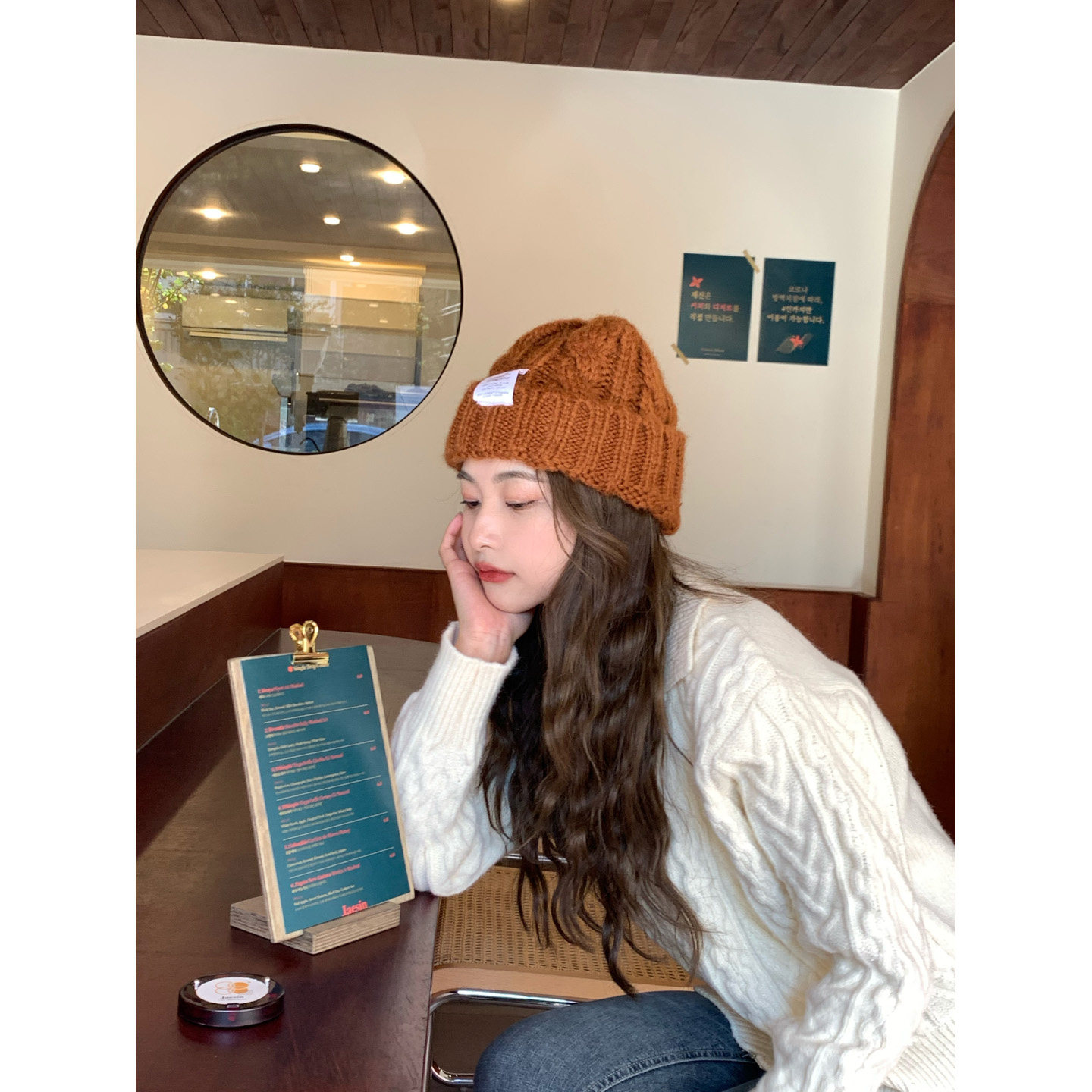 芝士商店~韩系焦糖棕针织帽子女冬季显脸小毛线帽保暖冷帽堆堆帽,淘宝优惠券,粉丝福利购,淘宝优惠卷