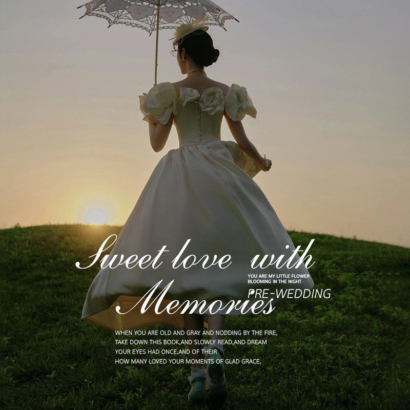 新款影楼主题复古情侣写真婚纱裙 耳夲婚纱