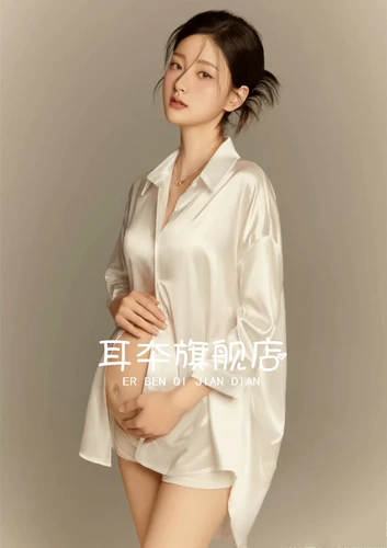 Новый стиль одежды для фотосессии для беременных, ленивая и сексуальная белая рубашка-юбка в стиле чистой похоти, домашняя художественная фото одежда для беременных мам