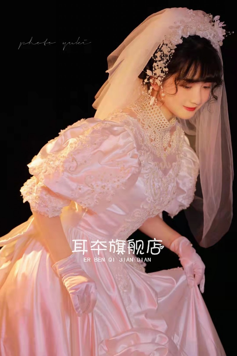 影楼主题vintage古着露背港风婚纱 耳夲婚纱