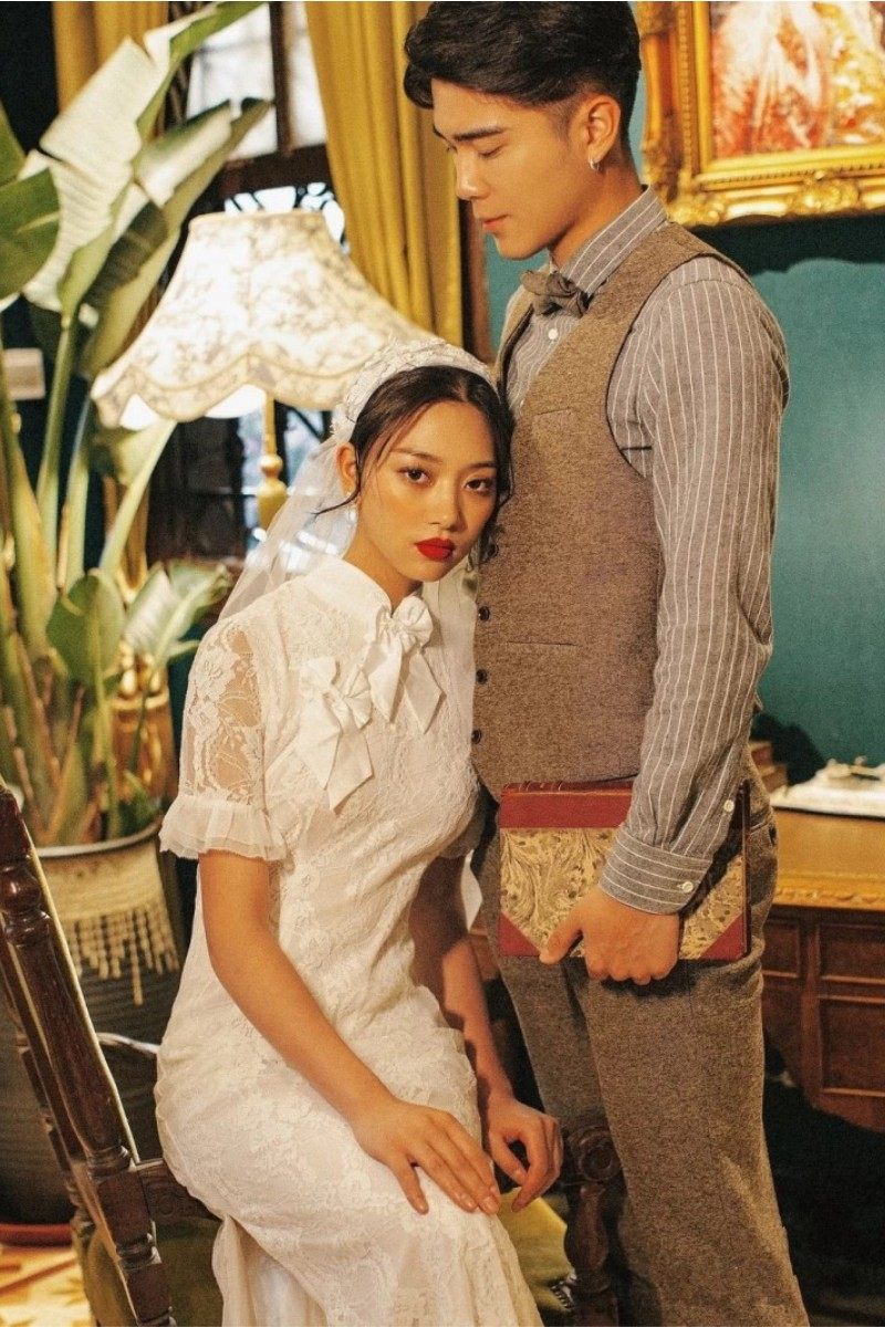 影楼民国风中式轻婚纱改良小礼服 耳夲婚纱