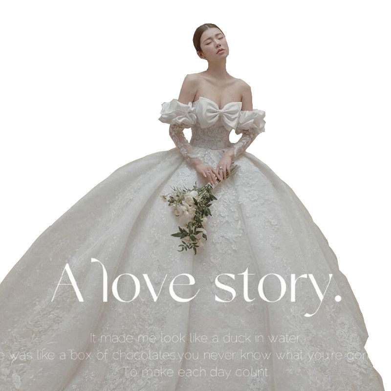 影楼主题新款展会白色法式复古婚纱 耳夲婚纱