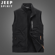 JEEP waistcoat mens spring fall Shake Grain Cashmere Kan Shoulder Vest Sport Casual Warm Grip Suede Waistcoat Ligep jacket man