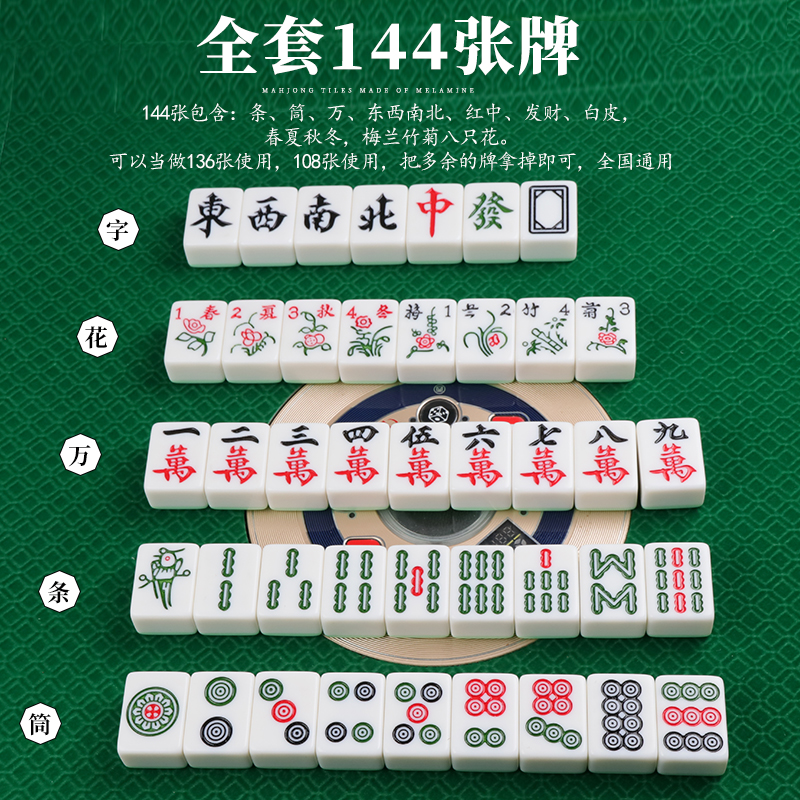 棋牌室全自动麻将机麻将牌 大号四口机专用磁性麻将中号 42mm保修 - 图2