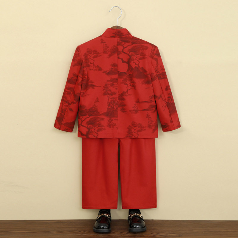 男童新中式唐装冬加绒加厚汉服国风红色拜年服儿童演出服周岁礼服,淘宝优惠券,粉丝福利购,淘宝优惠卷