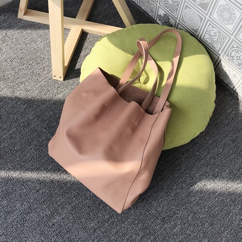 2025新款欧美头层牛皮托特包tote手提单肩女包简约潮搭软皮大包包 - 图0