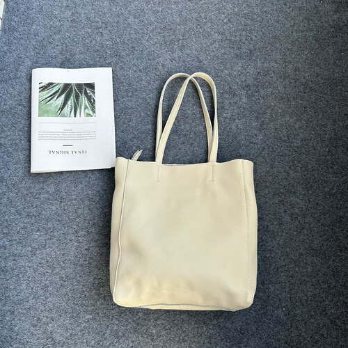 2025新款欧美头层牛皮托特包tote手提单肩女包简约潮搭软皮大包包 - 图1