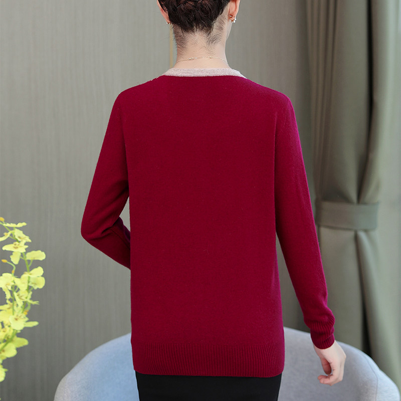 100纯针织2020新款中老年羊毛衫 雪藏希中老年女装