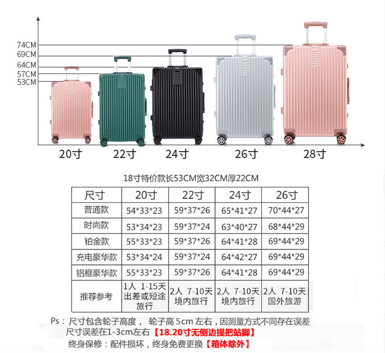 网红ins女万向轮男24潮20寸密码箱 baoerden波尔盾旅行箱