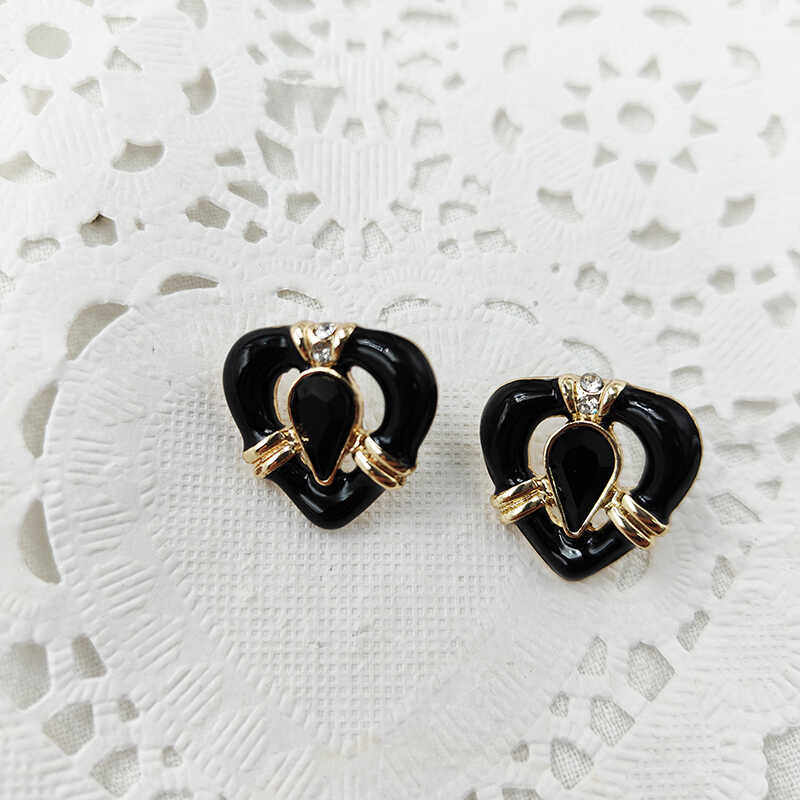 中式复古爱心耳环女设计感高级黑色滴油耳钉无耳洞耳夹【B235】,淘宝优惠券,粉丝福利购,淘宝优惠卷