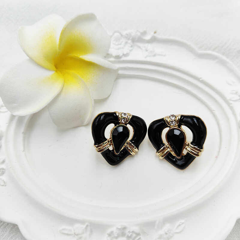 中式复古爱心耳环女设计感高级黑色滴油耳钉无耳洞耳夹【B235】,淘宝优惠券,粉丝福利购,淘宝优惠卷
