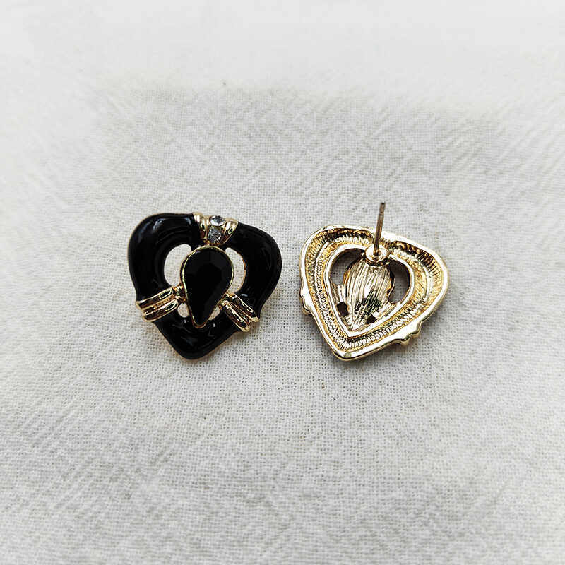 中式复古爱心耳环女设计感高级黑色滴油耳钉无耳洞耳夹【B235】,淘宝优惠券,粉丝福利购,淘宝优惠卷