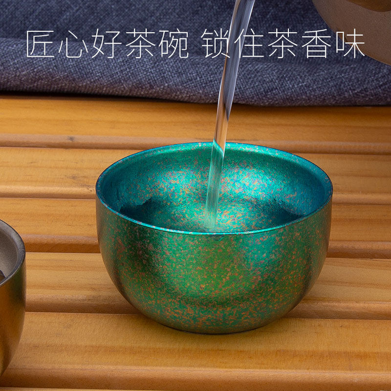 钛途TiTo纯钛茶碗小茶杯主人杯功夫茶道杯个人专用双层水杯小酒杯,淘宝优惠券,粉丝福利购,淘宝优惠卷