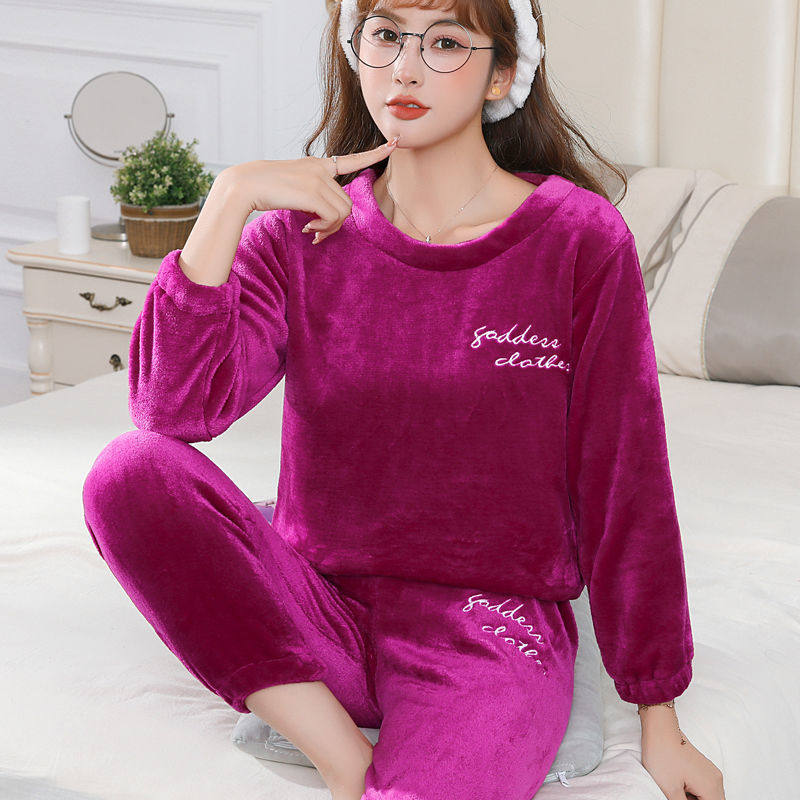 网红珊瑚秋冬法兰绒甜美加肥绒睡衣 采蝶衣睡衣/家居服套装