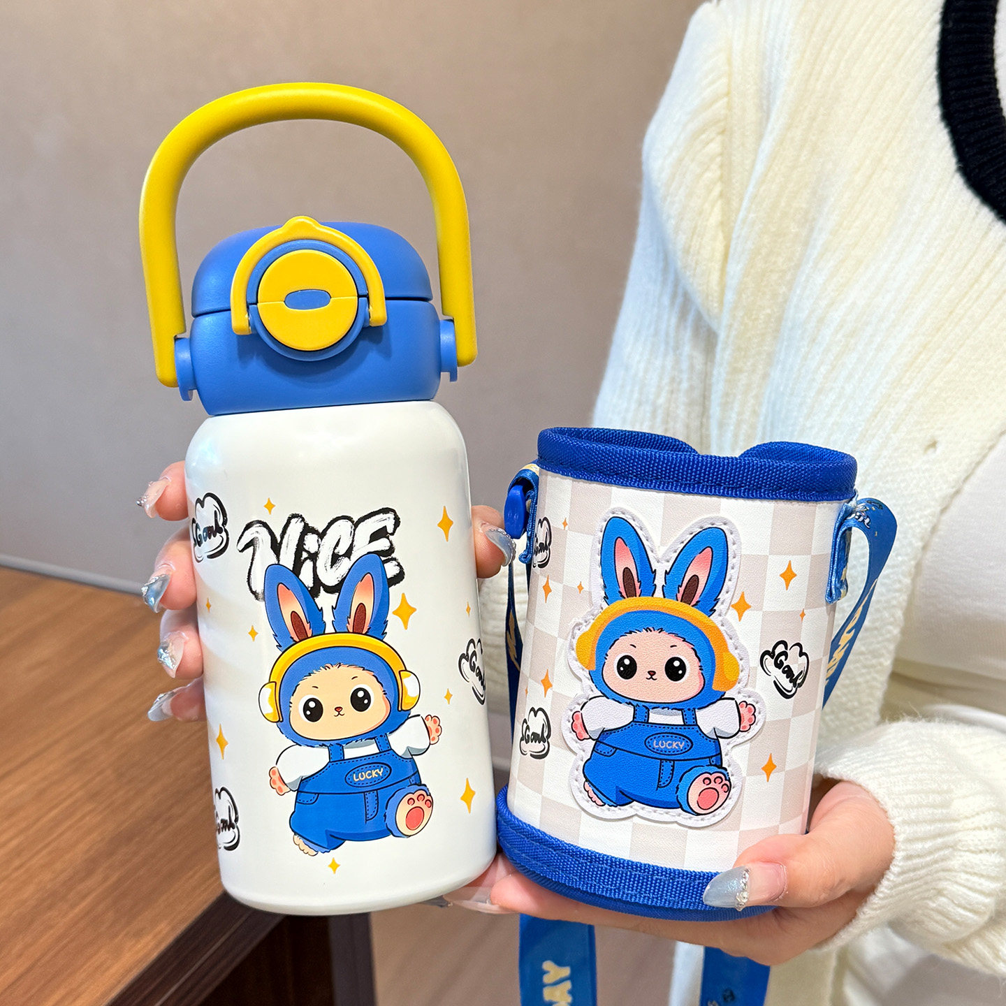 儿童保温杯带杯套男孩小学生吸管双饮水杯女孩幼儿园上学专用水壶,淘宝优惠券,粉丝福利购,淘宝优惠卷