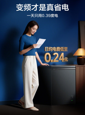 【一级变频】美的冰柜100升酷省电小型家用冷冻冷藏两用立式冷柜