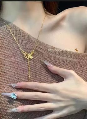 灵蛇与蝶新中式灵蛇缠绕蝴蝶吊坠项链女配饰本命蛇年锁骨链毛衣