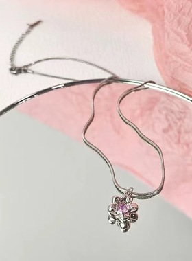 新款小众设计花朵项链女ins甜酷风彩钻吊坠锁骨链个性网红毛衣链
