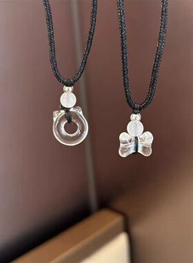 狗头平安扣吊坠 骨头可爱吊坠项链情侣项链闺蜜项链