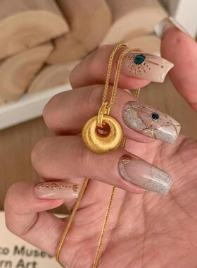 金店同款金色仿真拉丝小金坨锁骨项链小众百搭高级气质送礼物饰品