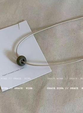 绿松石吊坠蓝色串珠项链女小众设计复古百搭气质冷淡风锁骨链