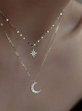 新款百搭星星月亮项链女小众设计ins高级感锁骨链超仙送女友礼物