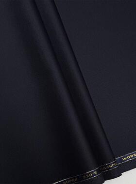 藏青色微弹力精纺西装面料毛料布料西服布料西装裤职业装定制面料