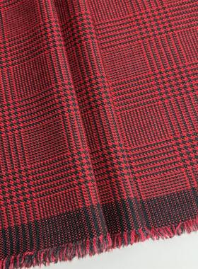 经典中厚黑红亲王格面料 服装手工diy马甲裤子仿羊绒粗纺毛呢布料