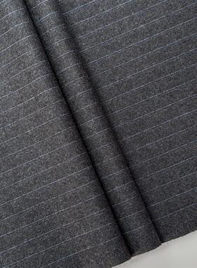 灰色条纹精纺面料毛料布料 西服布料 西装西裤职业装私人定制面料