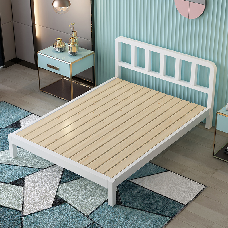 铁架床双人床1.5米铁床单人床1.2米欧式铁艺床出租房环保床简约 - 图2