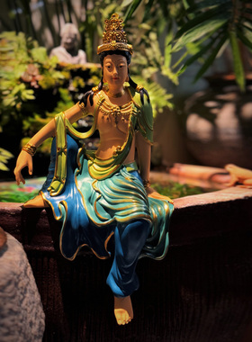 水月观音茶空间古法鱼缸摆放