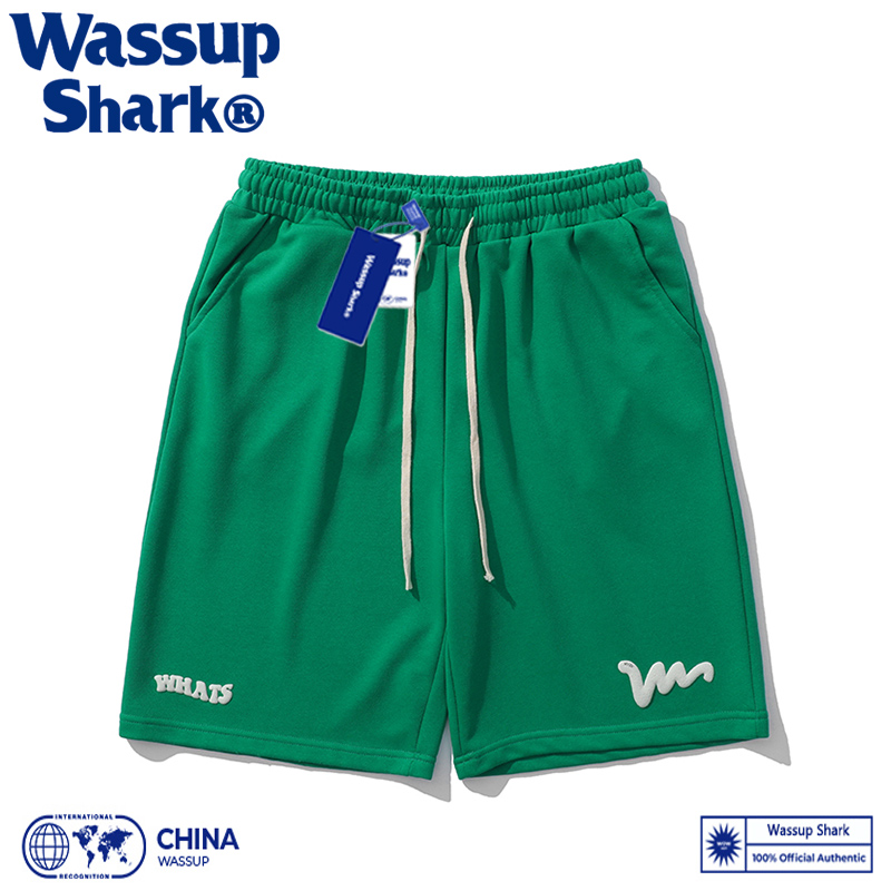 WassupShark美式联名714短裤男女夏季宽松休闲五分裤纯色运动裤薄 - 图2