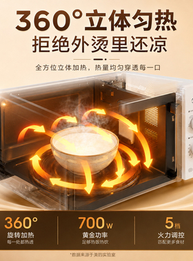 美的微波炉23L机械旋钮转盘热饭