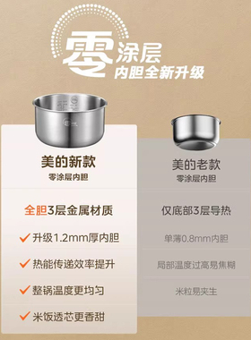美的电饭煲0涂层316不锈钢内胆