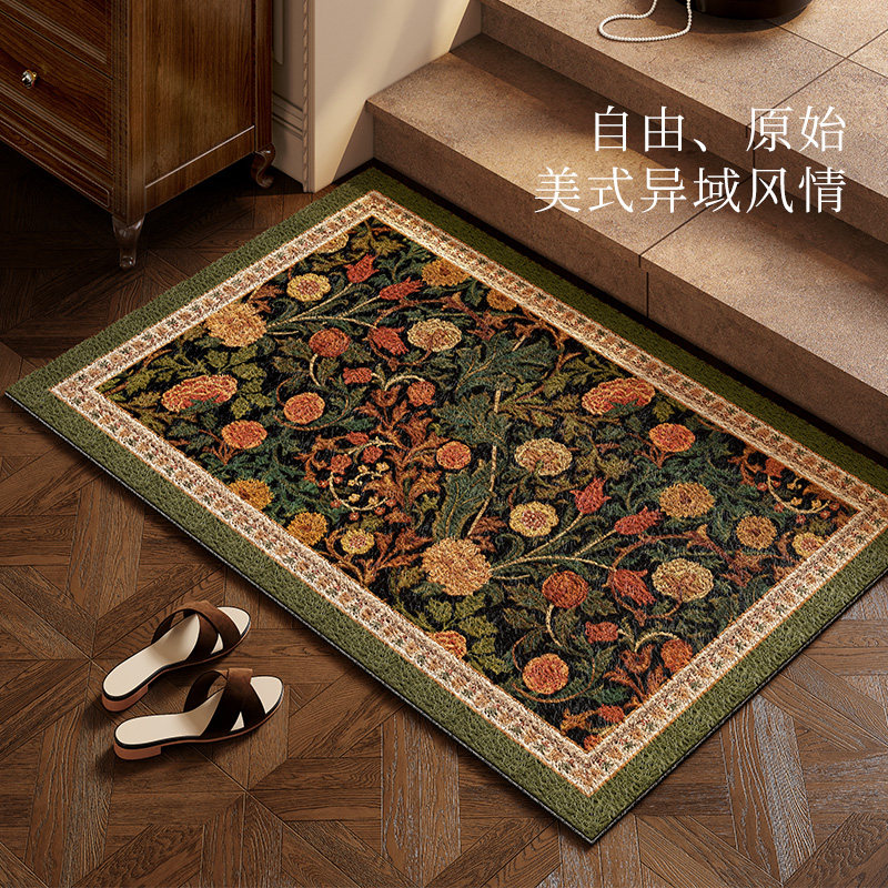 范居态度绿荫美式氛围感方形入户丝圈地垫耐脏免洗防滑门垫可定制,淘宝优惠券,粉丝福利购,淘宝优惠卷